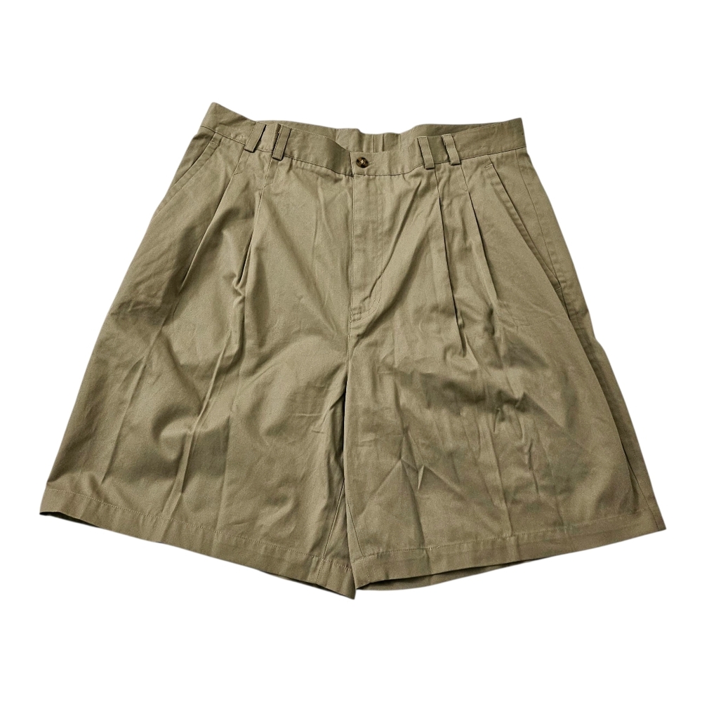 Tori Richard Shorts Mens 36 Brown Pleated Khaki Cotton Bermuda Golf 8" inseam